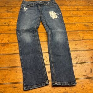 Candies Womens Blue Distressed Embellished Denim Jeans Size 7